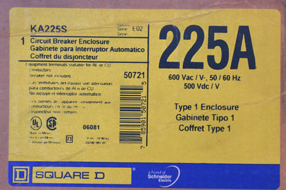 Square D KA225S 225A-600V Circuit Breaker Encloser NOS