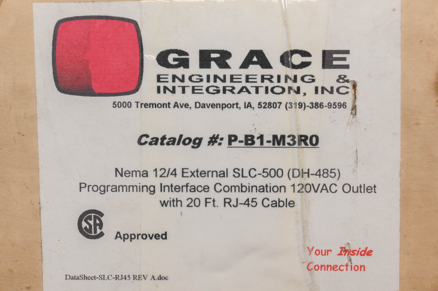 Grace P-B1-M3R0 Programming Port Interface Kit NOS