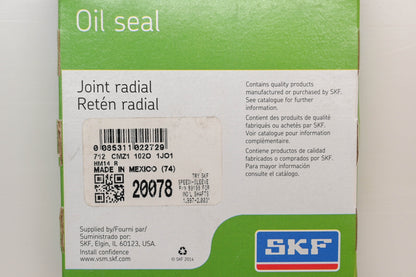 SKF 20078 2" x 3-5/32" x 1/4" Oil Seal NOS