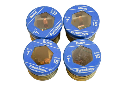 Bussmann T15, T-15 15A-125V Fuses Qty 4 NOS