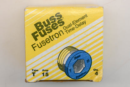 Bussmann T15, T-15 15A-125V Fuses Qty 4 NOS