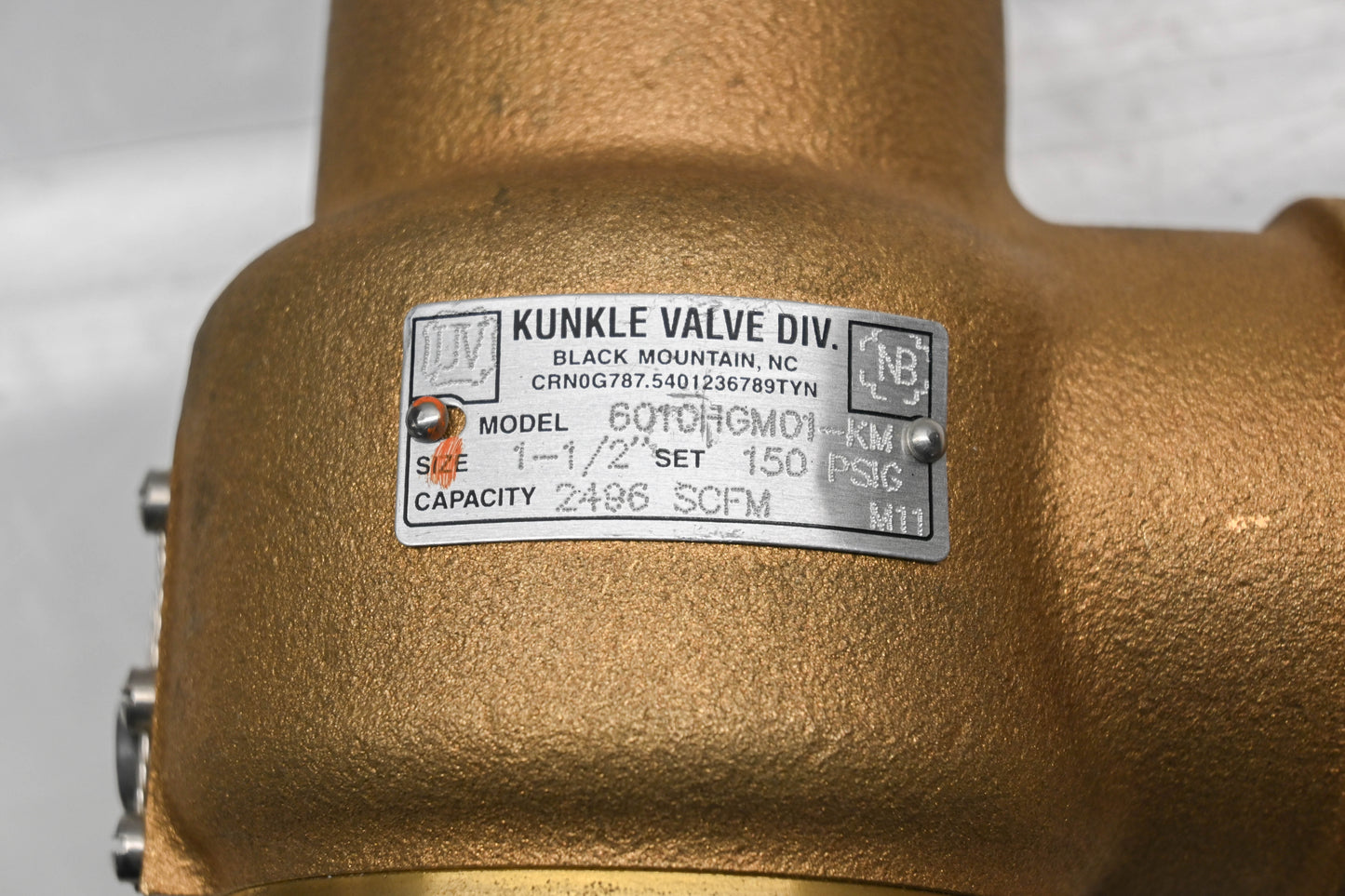 Kunkle Valve 6010HGM01-KM, 407003 150 PSI 1-1/2" Relief Valve NOS