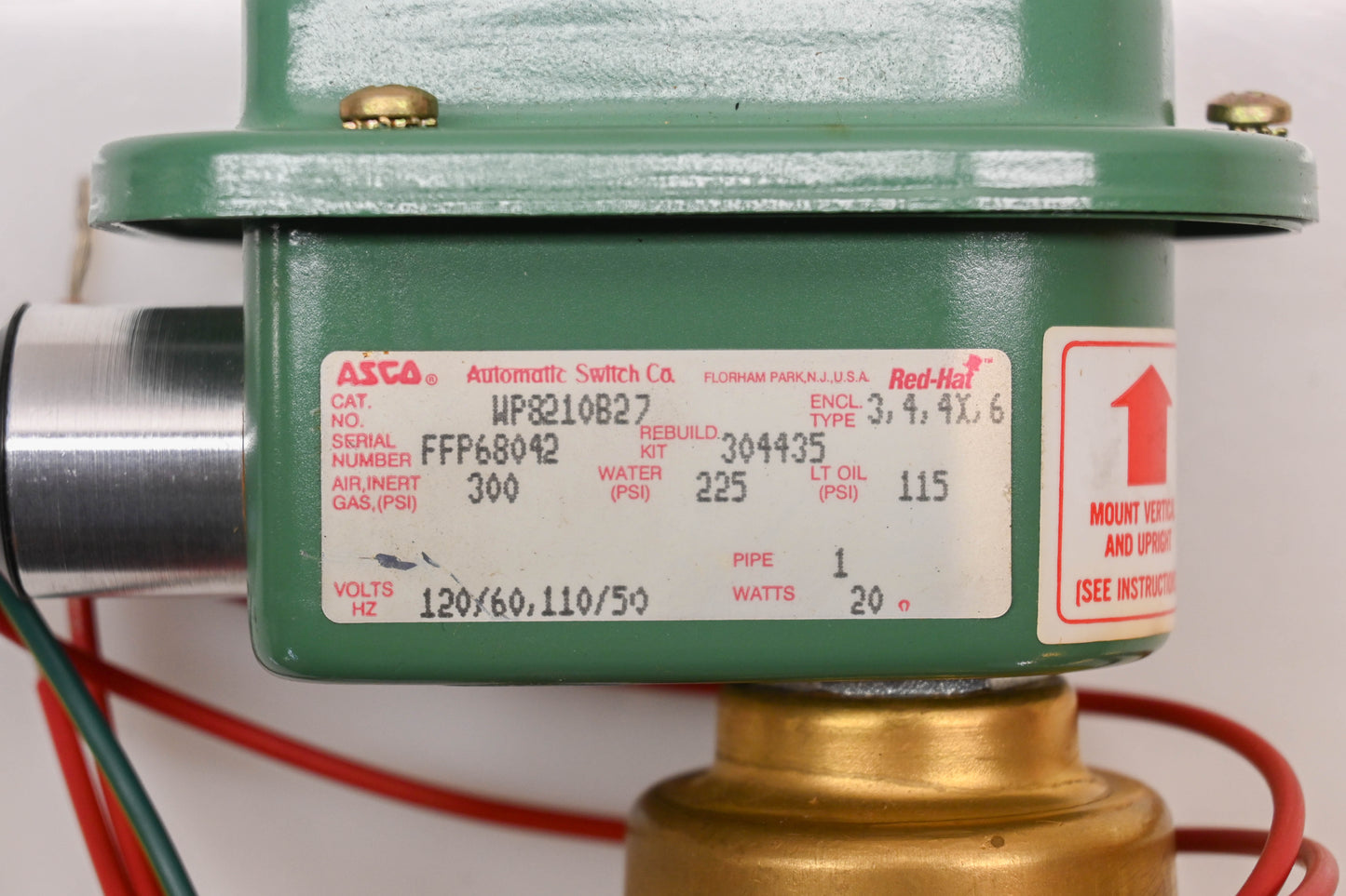 ASCO WP8210B27 20W 120V/60Hz-110V/50Hz Solenoid Valve NOS