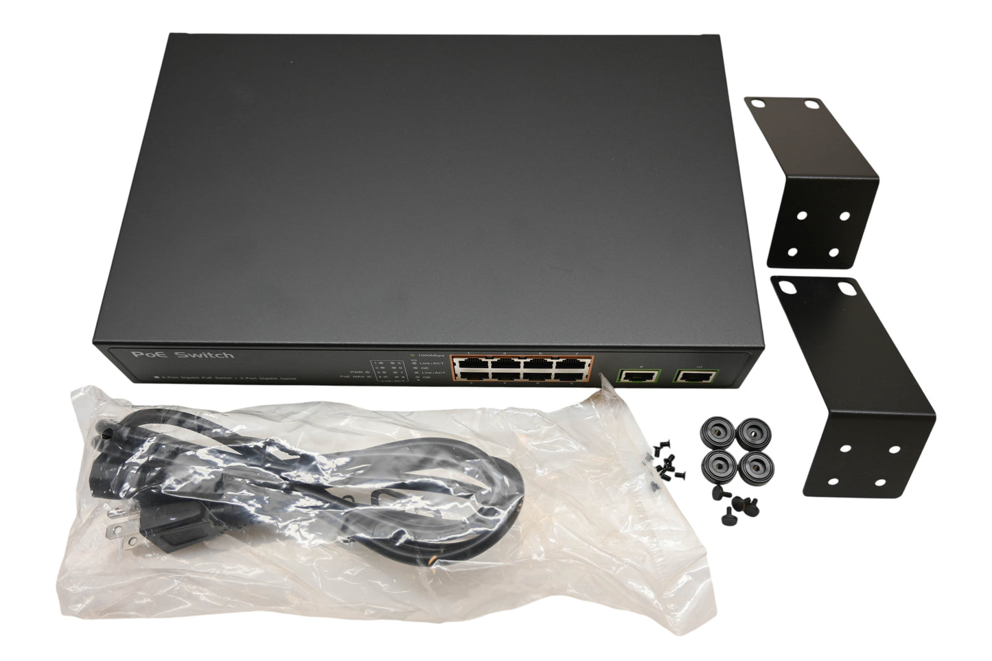BV-Tech POE-SW802G 8 Port Gigabyte Ethernet Switch Kit NOS