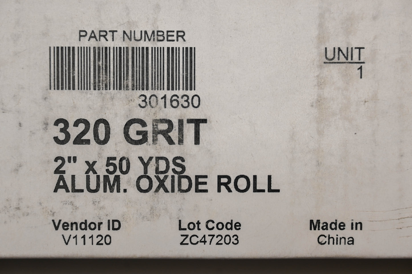 Value Collection 301630, 64698699 2" x 50YDS 320 Grit Abrasive Cloth Roll NOS