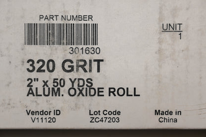 Value Collection 301630, 64698699 2" x 50YDS 320 Grit Abrasive Cloth Roll NOS