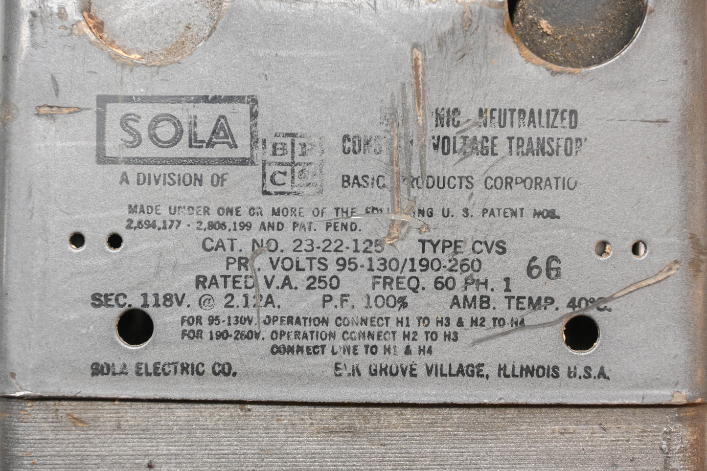 Sola 23-22-125 Constant Voltage Transformer