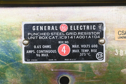 GE IC9141A001A104 Punched Steel Grid Resistor 600v NOS
