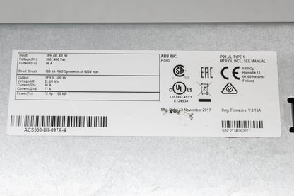 ABB ACS550-U1-097A-4 480V General Purpose AC Drive