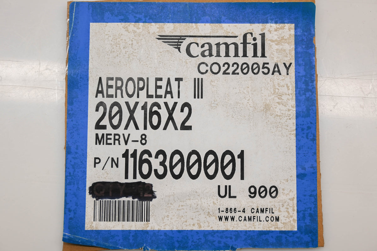 Camfil 116300001 20" x 16" x 2" Aeropleat III Air Filters Qty 3 NOS