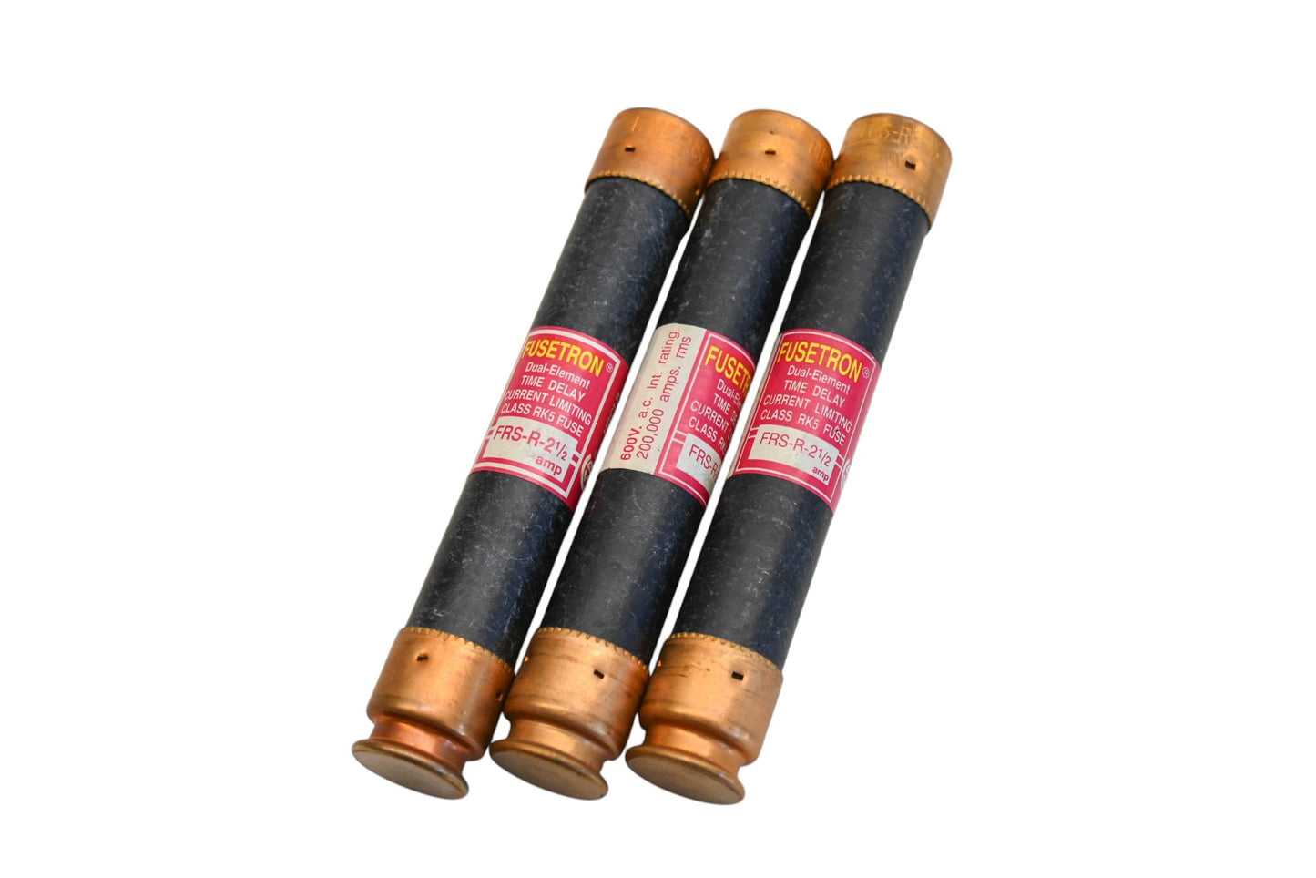 Bussmann FRS R 2-1/2, FRS-R-2-1/2 Fusetron 2.5A-600V Fuses Qty 3 NOS