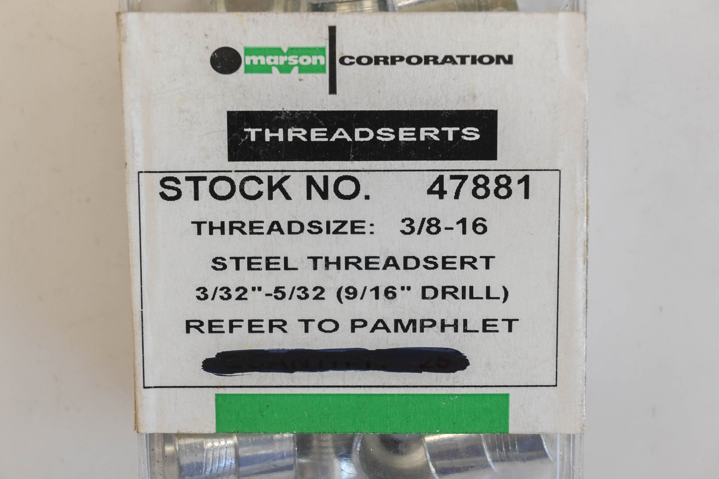 Marson 47881 3/8"-20 Threadserts Qty 19 NOS