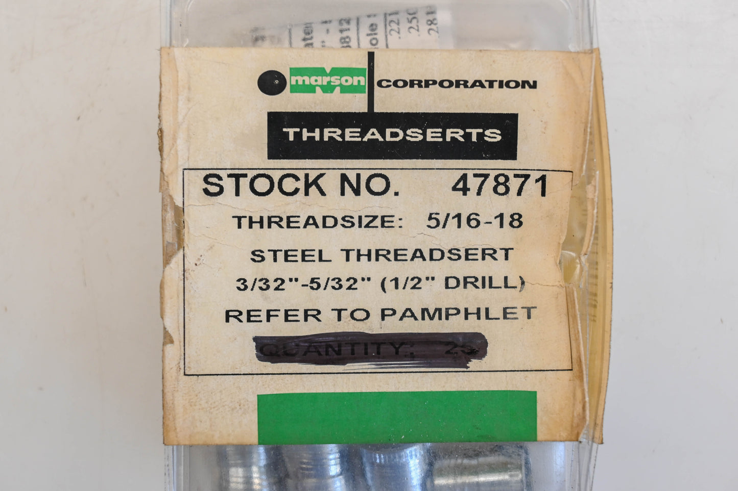 Marson 47871 5/16"-18 Threadserts Qty 10 NOS