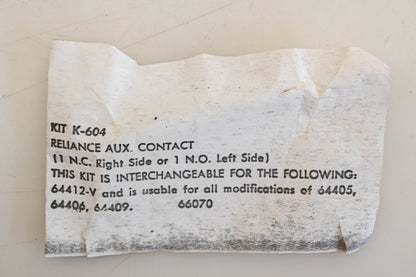 Reliance K-604, 64412-V Contact Kit NOS