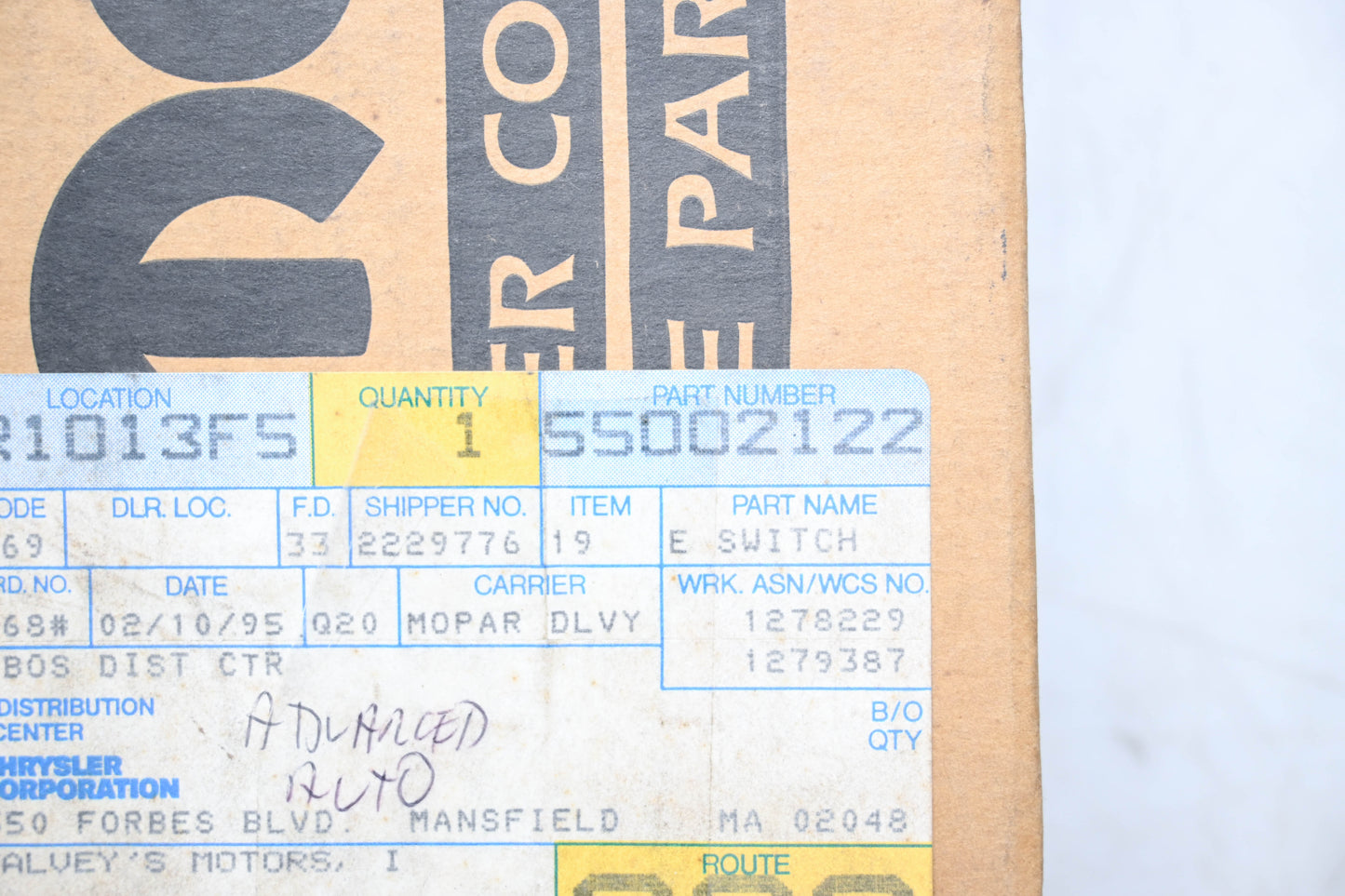 Mopar 55002122 Window & Door Lock Switch Plate NOS