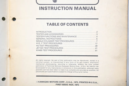 OEM Kawasaki 99995-451-01 CD Ignition Tester Manual
