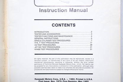 OEM Kawasaki 99995-451-02 CD Ignition Tester Manual