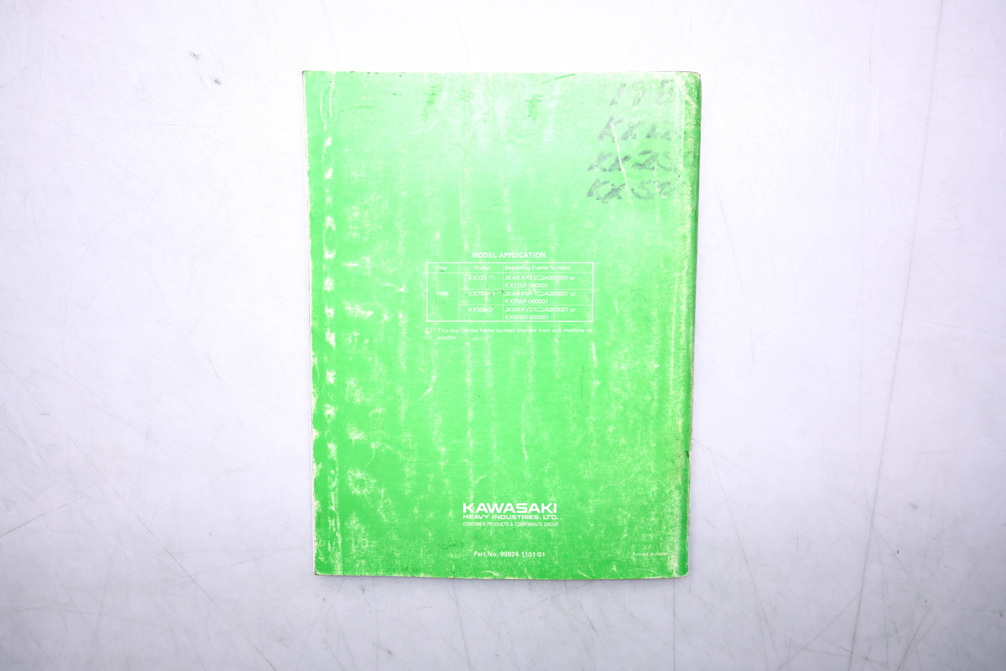 OEM Kawasaki 99924-1101-01 KX125 KX250 KX500 Service Manual