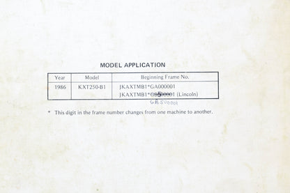 OEM Kawasaki 99924-1068-51 KXT250 Tecate Service Manual Supplement