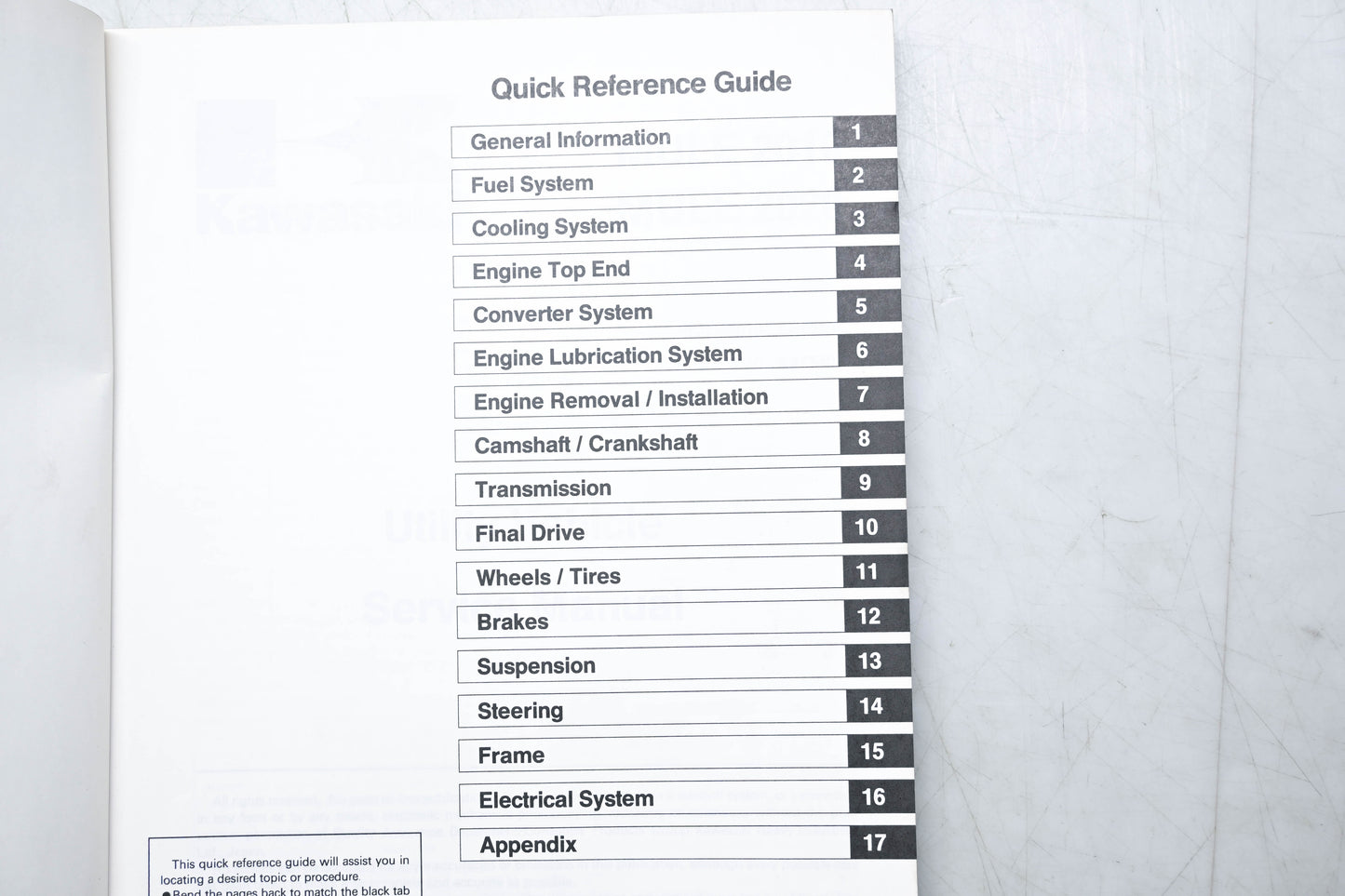 OEM Kawasaki 99924-1133-01 Mule 2010 & Mule 2020 Service Manual