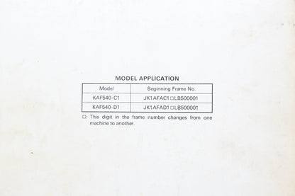 OEM Kawasaki 99924-1133-01 Mule 2010 & Mule 2020 Service Manual
