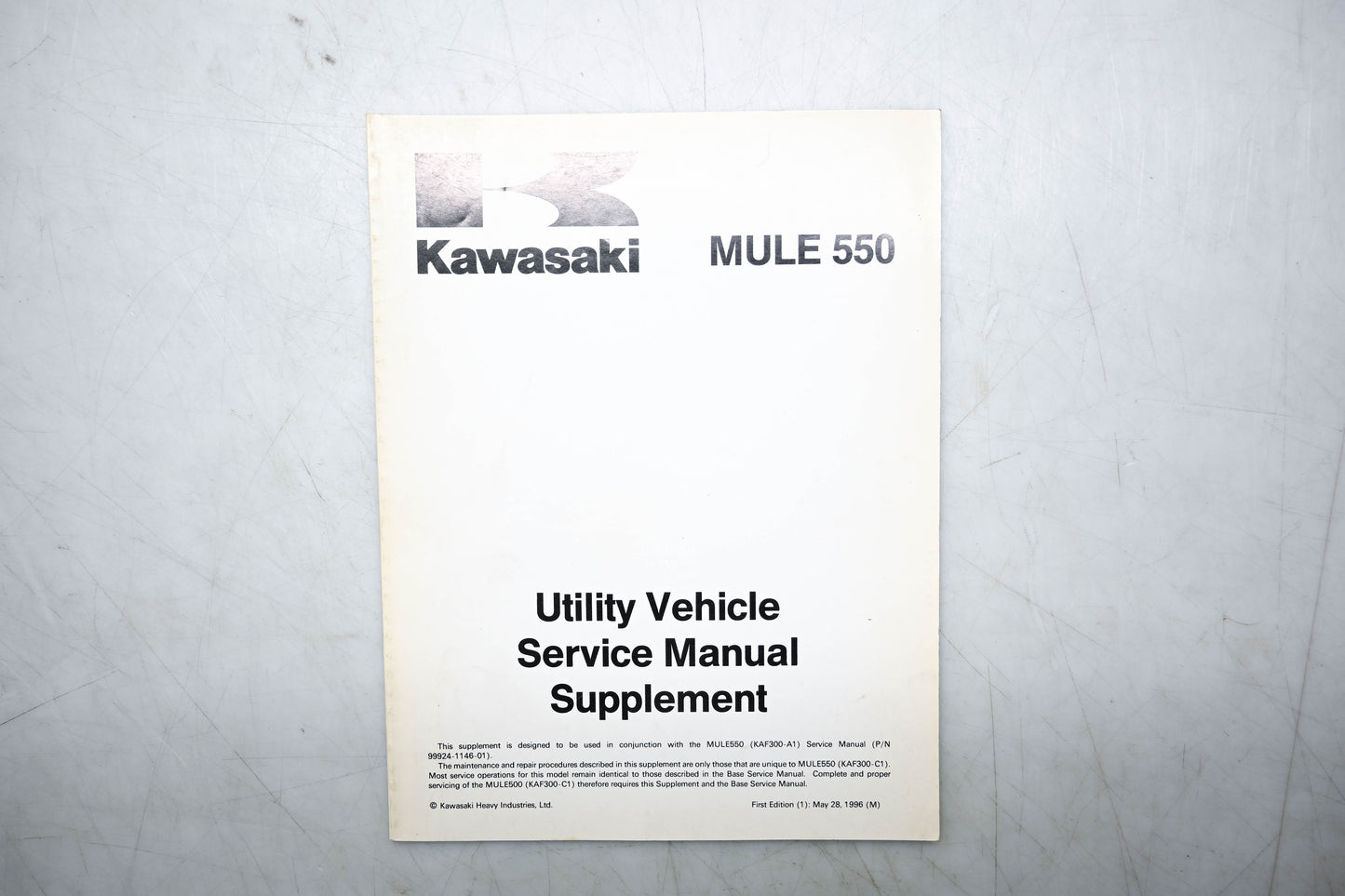 OEM Kawasaki 99924-1202-51 Mule 550 Service Manual Supplement