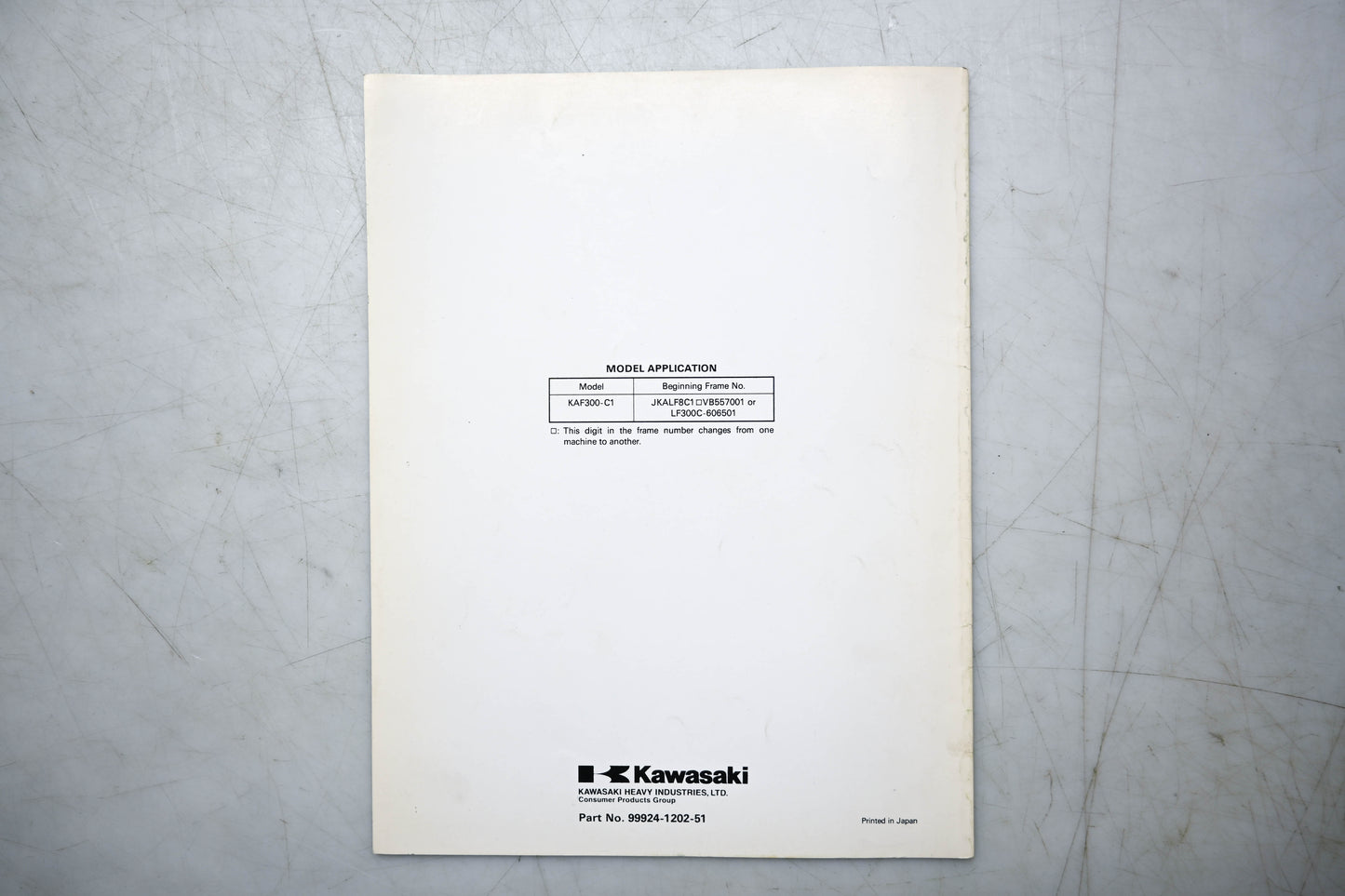 OEM Kawasaki 99924-1202-51 Mule 550 Service Manual Supplement
