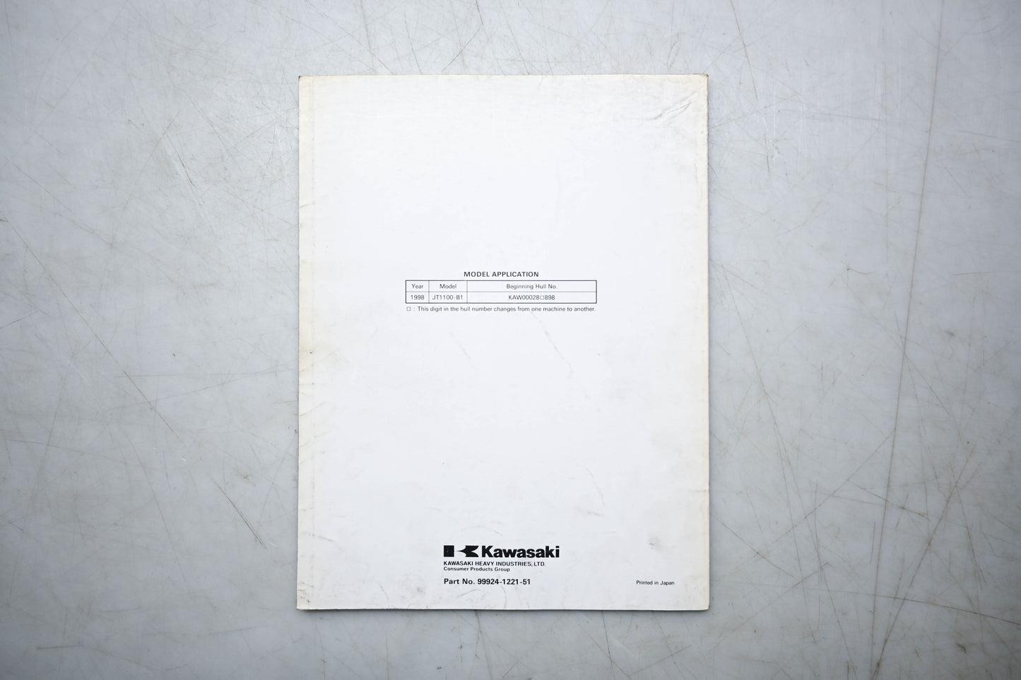 OEM Kawasaki 99924-1221-51 1100STX Service Manual Supplement
