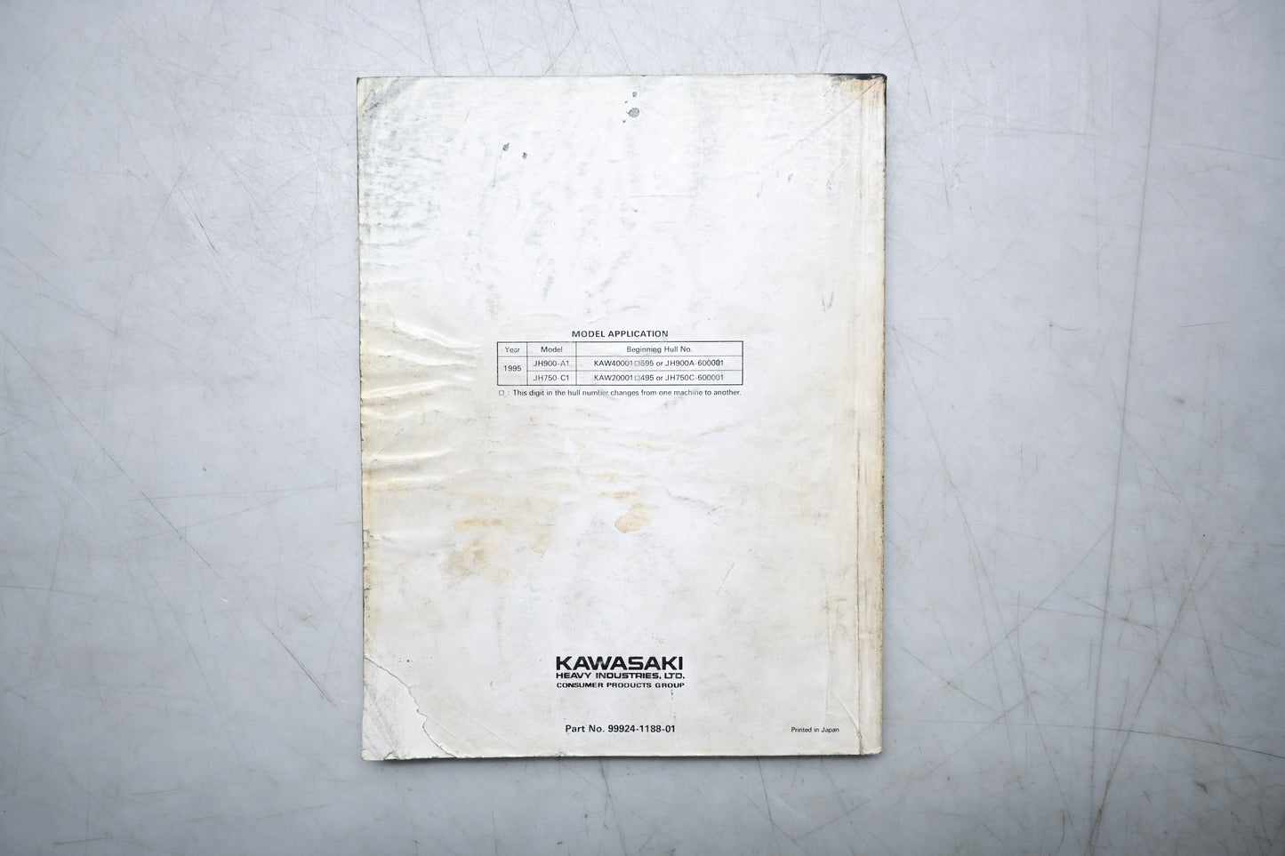 OEM Kawasaki 99924-1188-01 900ZXi 750ZXi Service Manual
