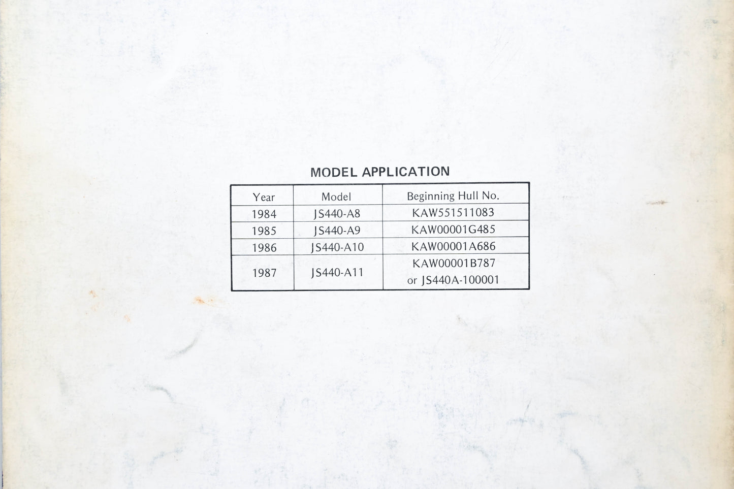 OEM Kawasaki 99924-1091-51 JS440 Service Manual Supplement