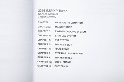 OEM Polaris 9926815 16 RZR XP Turbo Service Manual