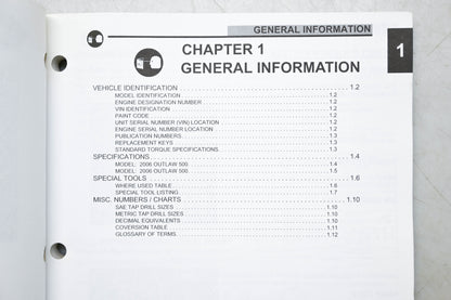 OEM Polaris 9920566 06 Outlaw 500 Service Manual