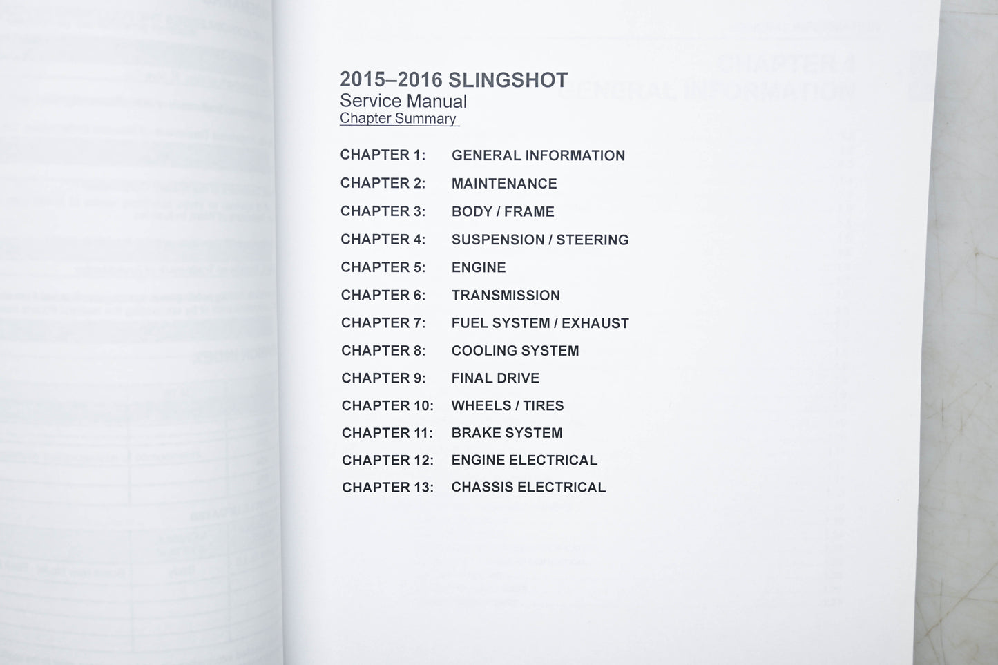 OEM Polaris 9926675 15-16 Slingshot SL Service Manual
