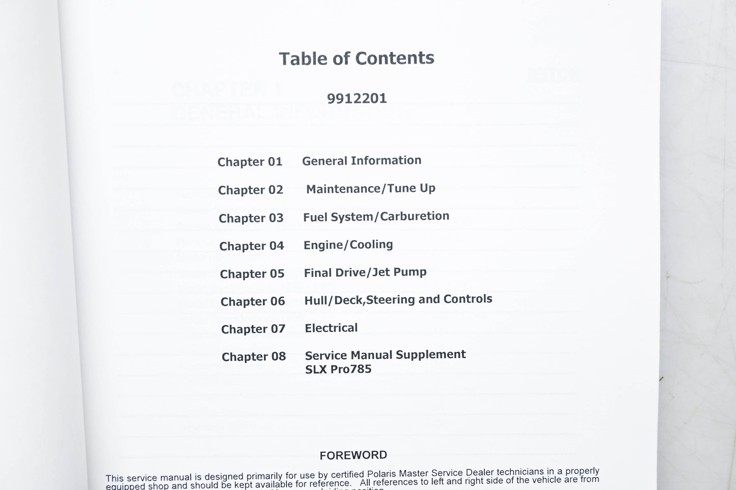 OEM Polaris 9912201 92-98 Personal Watercraft Service Manual