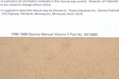 OEM Polaris 9913680 96-97 ATV & Hauler Service Manual Vol 2