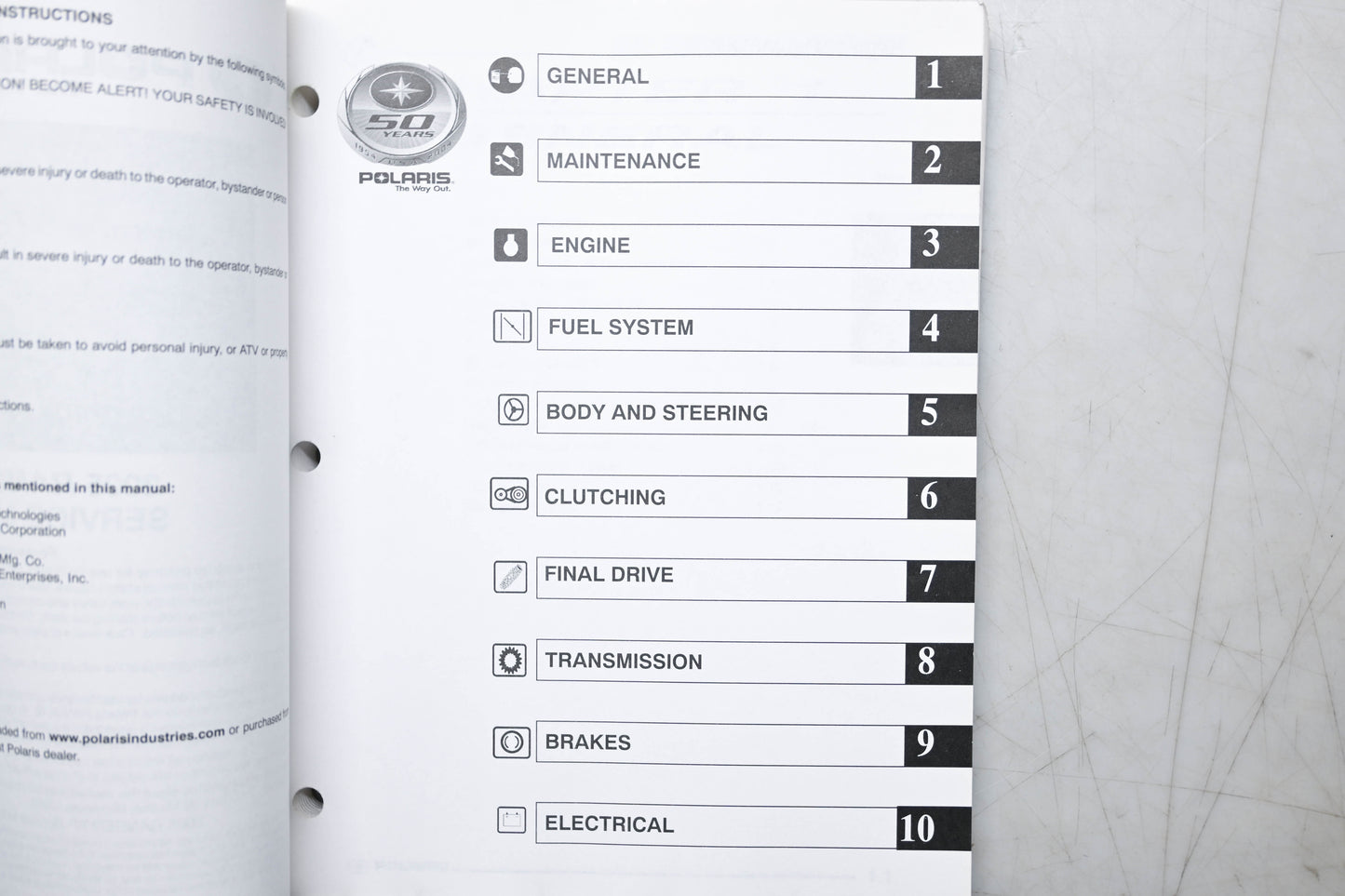 OEM Polaris 9919829 05 Ranger XP Service Manual