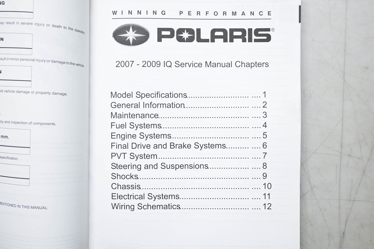 New OEM Polaris 9921985 07-09 IQ Service Manual NOS