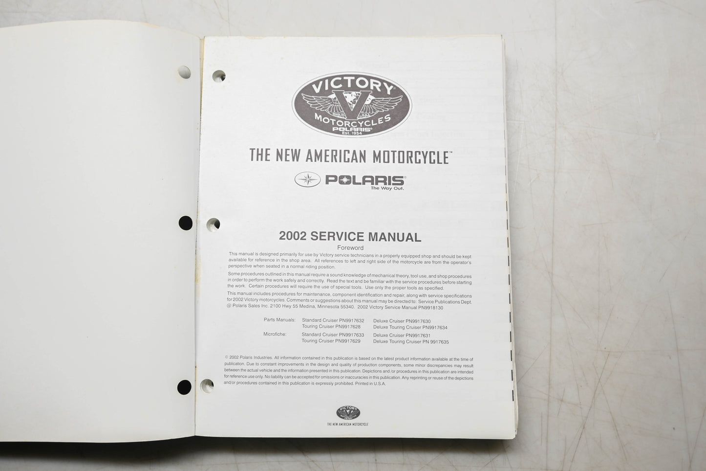 OEM Victory 9918130 02 V92C V92TC Shop Service Manual