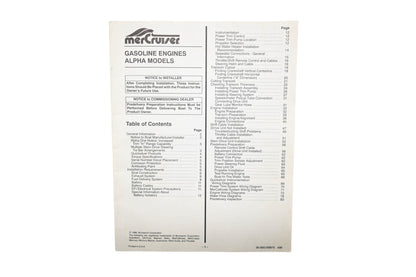 MerCruiser 90-860169970 Alpha Model Gasoline Engines Manual