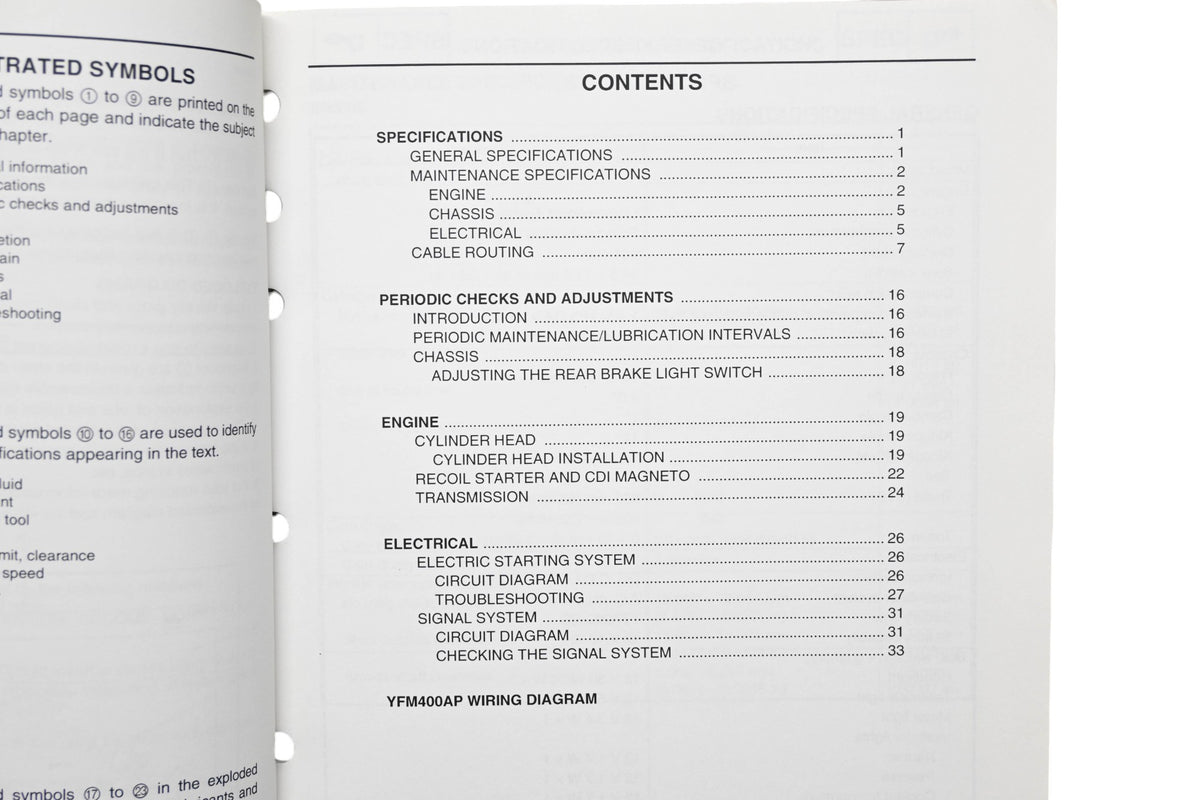 OEM Yamaha LIT-11616-15-20 YFM400AP Supplementary Service Manual