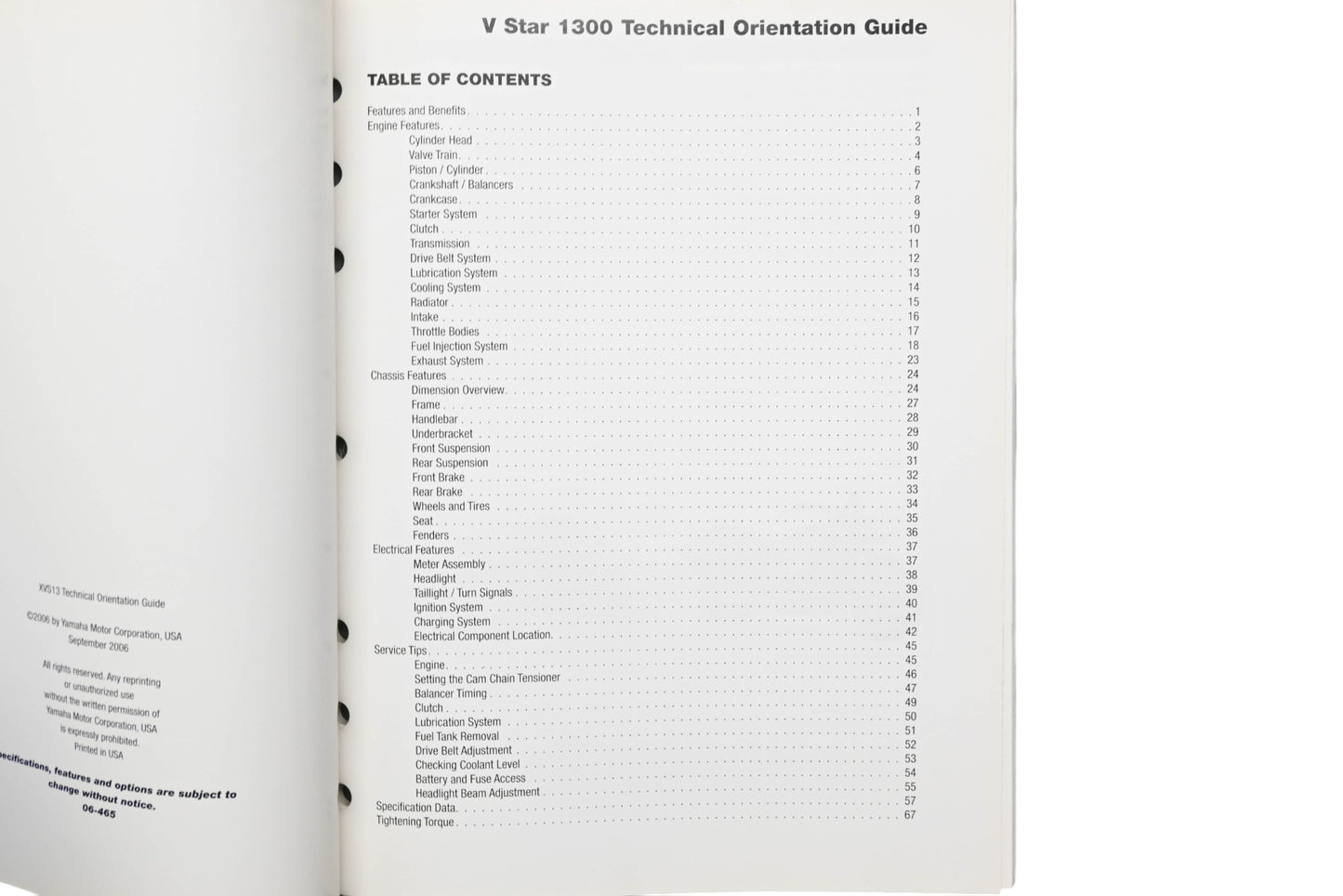 OEM Yamaha LIT-BKTOG-MC-04 V Star 1300 Technical Orientation Guide
