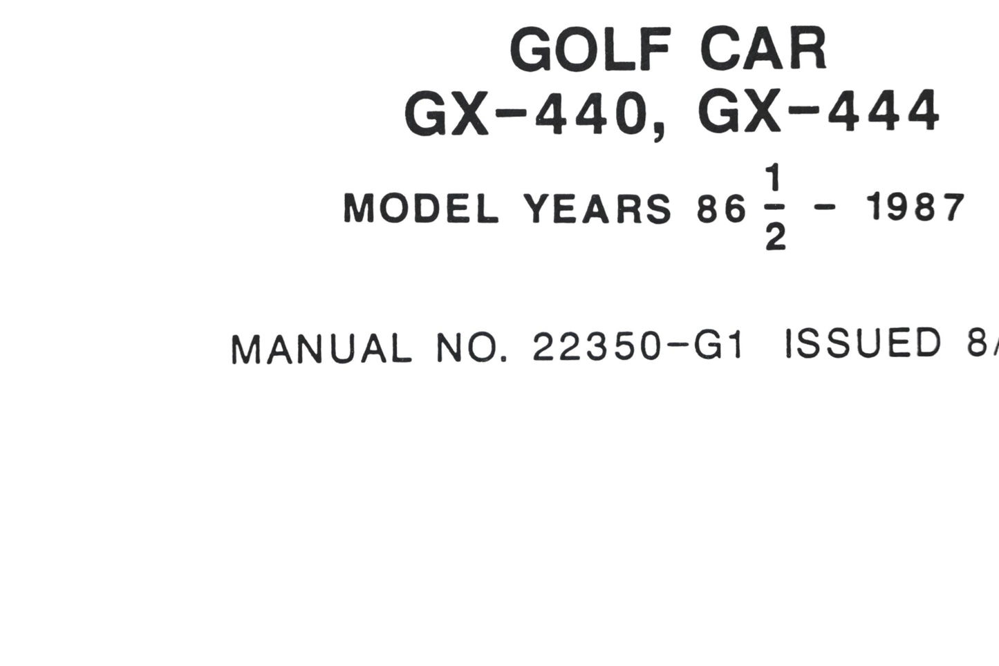E-Z-GO 22350-G1 86-87 Golf Car Service Parts Manual