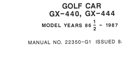 E-Z-GO 22350-G1 86-87 Golf Car Service Parts Manual