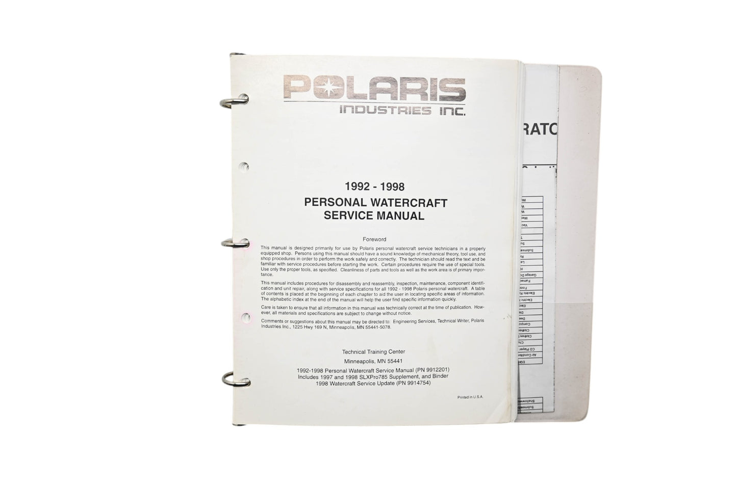 OEM Polaris 9912201 92-98 Personal Watercraft Shop Service Manual
