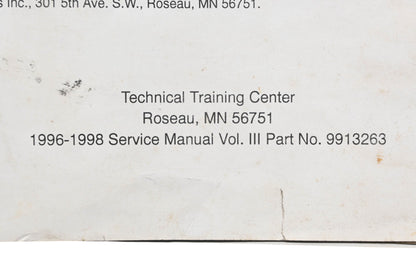 OEM Polaris 9913263 1996-1998 Snowmobile Service Manual Volume III