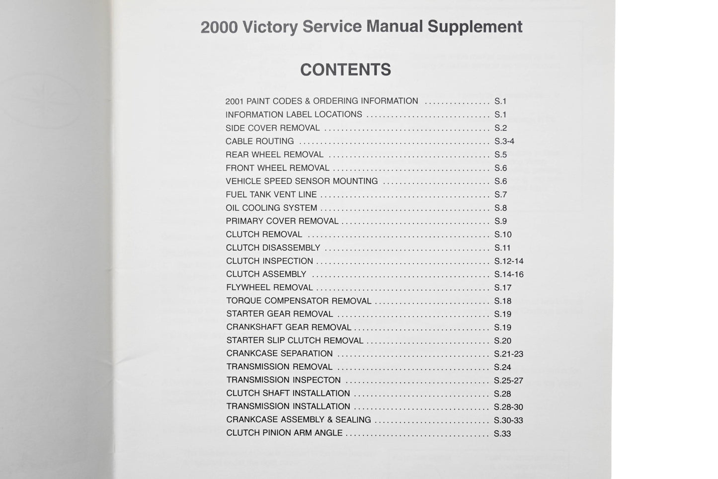 OEM Victory 9916772 01 Standard & Sport Cruiser Service Manual Supplement