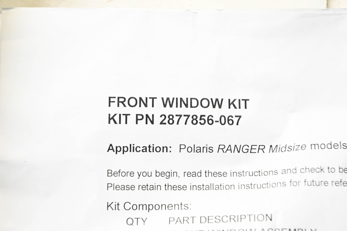 New OEM Polaris 2877856-067 Windshield & Installation Hardware Kit NOS