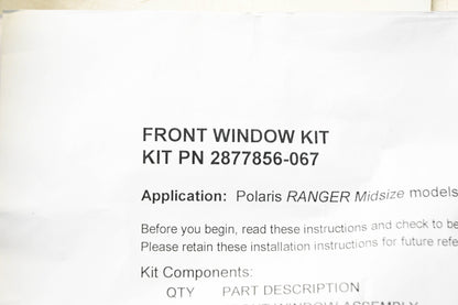 New OEM Polaris 2877856-067 Windshield & Installation Hardware Kit NOS