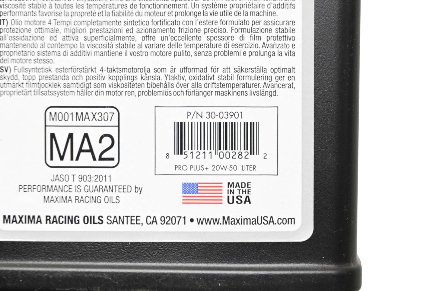 Maxima 30-03901 Pro Plus Full Synthetic Engine Oil 20W-50 1 Liter NOS