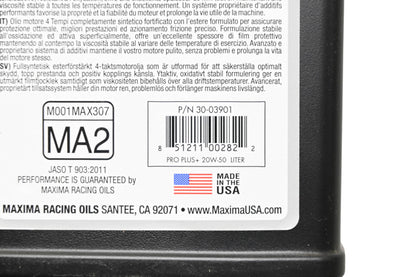 Maxima 30-03901 Pro Plus Full Synthetic Engine Oil 20W-50 1 Liter NOS